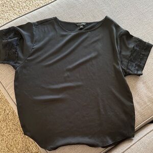 Banana Republic Elegant Black Top with Lace Sleeves